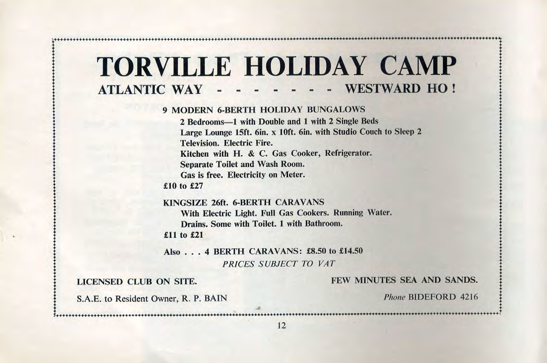 Advert for Torville Camp